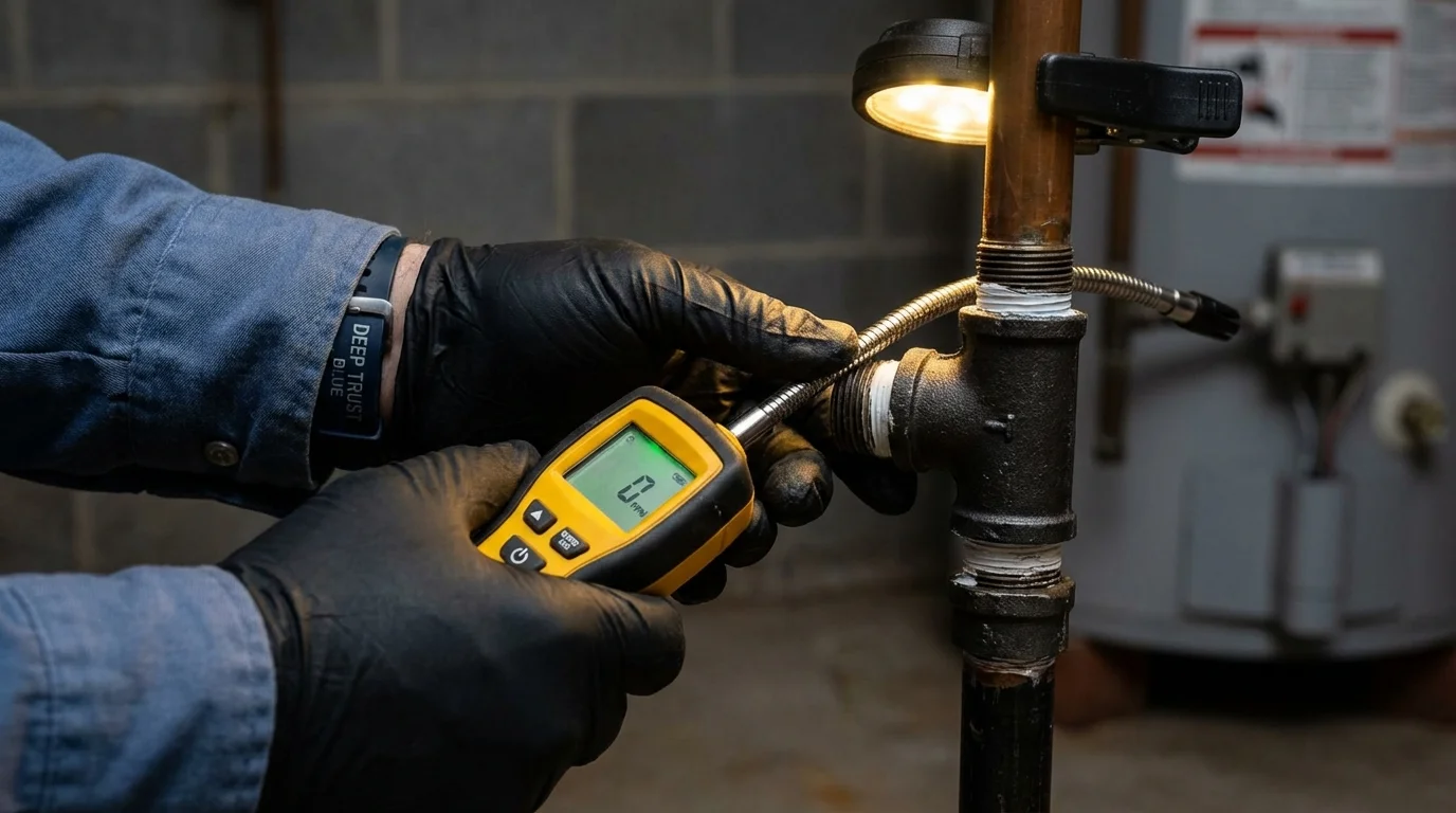 Gas leak detection with electronic sniffer by Johns Plumbing LLC in Silverton