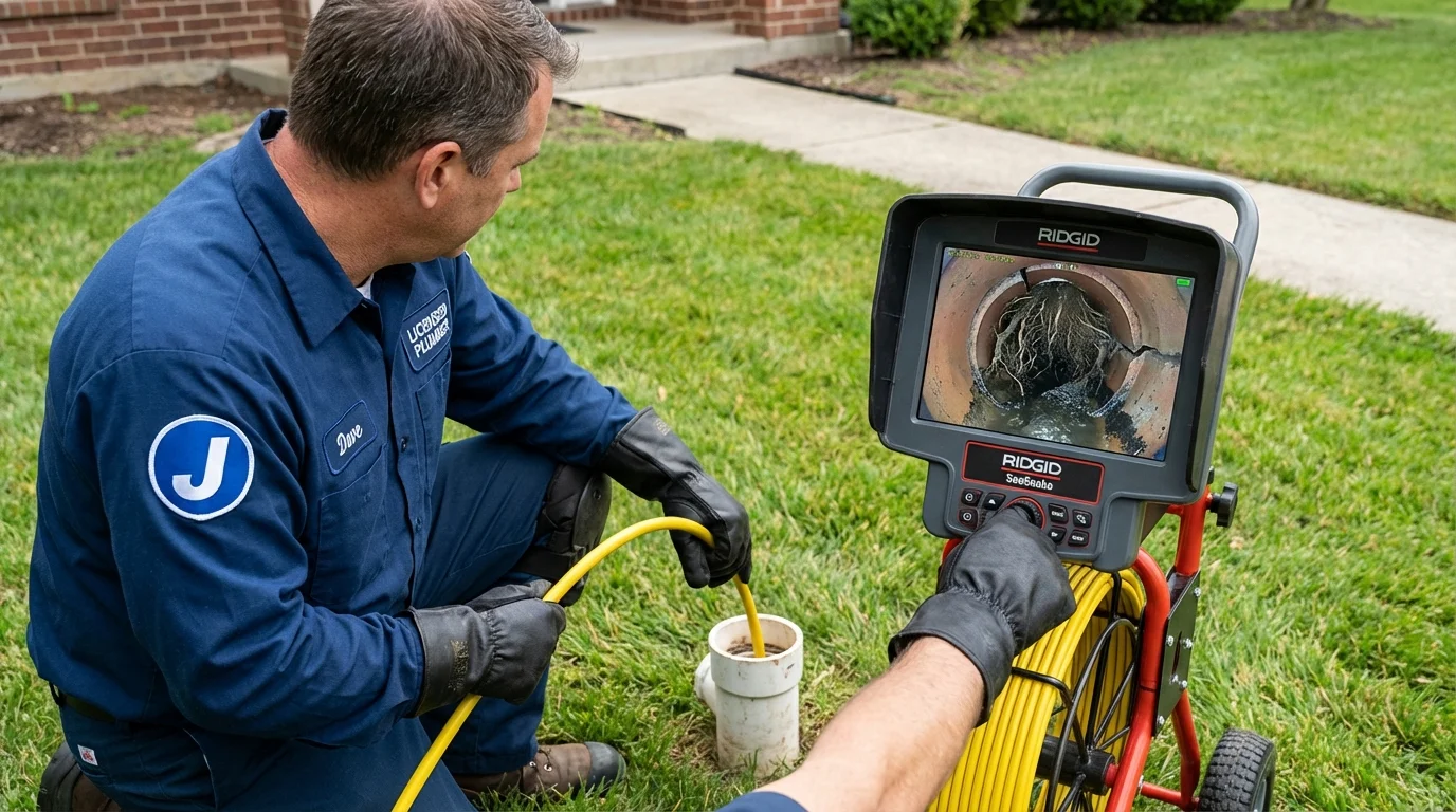 Sewer camera inspection being performed by Johns Plumbing LLC in Silverton